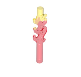 Wave Rounded Straight Bar 4L (Flame) with Marbled Trans-Yellow Pattern, Part# 16768pb01  LEGO® Trans-Red  