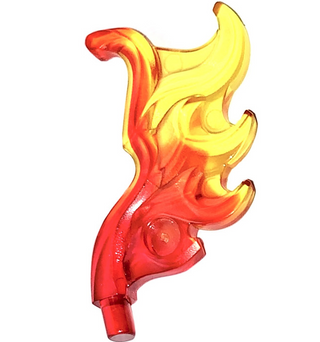 Wave Rounded Curved Wing with Flame with Marbled Trans-Yellow Pattern, Part# 18394pb01  LEGO® Trans-Red  