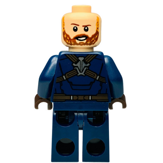 Captain America - Dark Blue Suit with Dark Brown Belt and Harness, Dark Brown Hands, Hair, sh0495 - LEGO® Marvel Minifigure Minifigure LEGO®