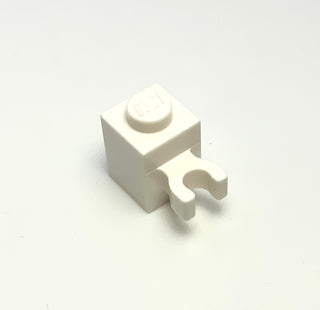 Brick, Modified 1x1 with Open U Clip (Vertical Grip) - Solid Stud, Part# 60475 Part LEGO® White  