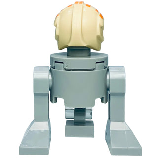 Gray cylindrical bucket with cream and orange-striped removable lid, wide base feet, and side handles.