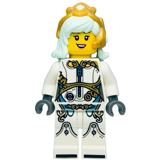 Astrid - White Outfit, Light Aqua Hair, Gold Crown, drm093 Minifigure LEGO® Like New