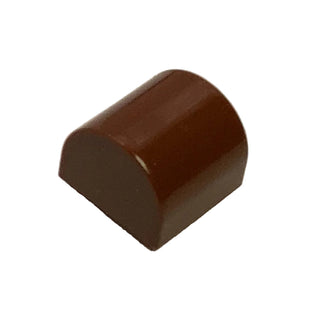 Dark brown curved slope brick with rounded top surface and rectangular base.
