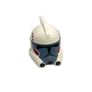 Minifigure, Headgear Helmet SW ARC Clone Trooper with Dark Red and Dark Bluish Gray Pattern, Part# 98099pb01 Part LEGO® White Very Good