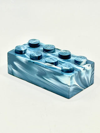 Blue & White Marbled, 1970's Grangemouth Test 2x4 LEGO® Brick Part LEGO®