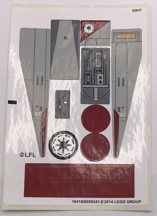 Sticker Sheet for Set V-Wing Starfighter, 75039 - (16418/6059341), Part# 75039stk01 Part LEGO® Complete