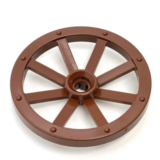 Wheel Wagon Large 33mm D., Hole Notched for Wheels Holder Pin, Part# 4489b Part LEGO® Reddish Brown