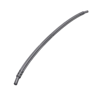 Gray flexible hose with ribbed texture and tapered connectors on both ends.