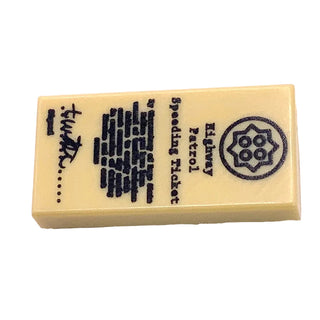 Tile 1 x 2 with Highway Patrol Speeding Ticket Pattern, Part# 3069pb0084
