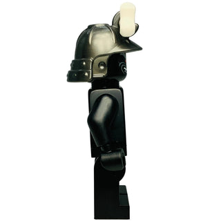 Lord Garmadon minifigure with pearl dark gray helmet featuring white crest, black armor torso, and black legs.