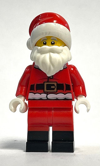 Santa - Red Fur Lined Jacket with Button and Plain Back, Red Legs with Black Boots, White Bushy Moustache and Beard,hol253 Minifigure LEGO®   