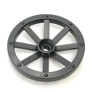 Wheel Wagon Large 33mm D., Hole Notched for Wheels Holder Pin, Part# 4489b Part LEGO® Pearl Dark Gray