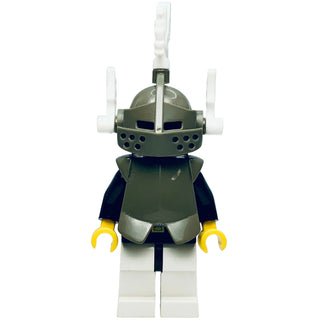 Black Castle Knight with Breastplate - Armor over Blue, Dark Gray Helmet and Visor, White Dragon Plumes, cas167 - LEGO® Castle Minifigure Minifigure LEGO® Like New