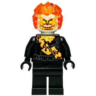 Ghost Rider, Johnathon 'Johnny' Blaze - White Head, Flaming Chain, sh1095 - LEGO® Marvel Minifigure Minifigure LEGO® Like New