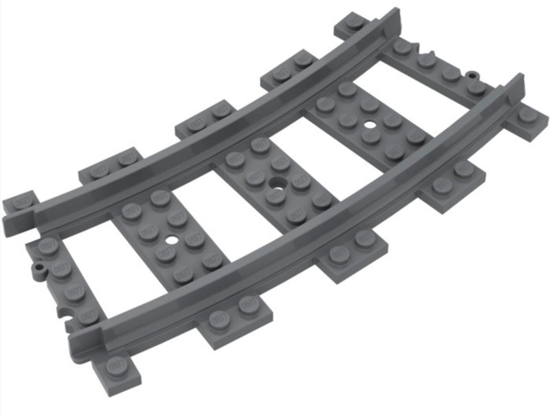 LEGO® Plastic Train Track, Curved, Dark Bluish Gray