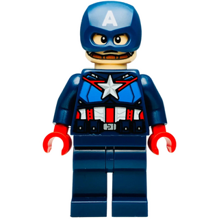 Captain America - Dark Blue Suit with Dark Blue Belt, Red Hands, Helmet, sh1093 - LEGO® Marvel Minifigure Minifigure LEGO® Like New