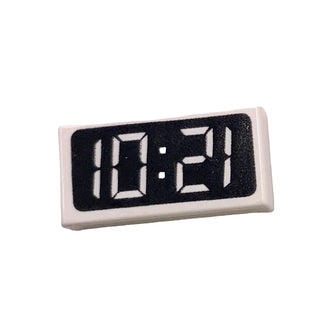 Tile 1 x 2 with Digital Clock with '12:01' / '10:21' on Black Background Pattern, Part# 3069px5