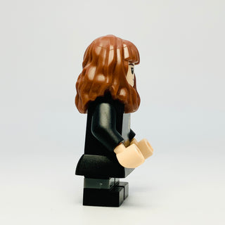 Hermione Granger - Gryffindor Robe Clasped, Black Skirt, Black Short Legs with Dark Bluish Gray Stripes, Open Mouth Scared / Closed Mouth Grin, hp468 Minifigure LEGO®