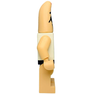 Yellow articulated figure with simple facial features and movable limbs in standing position.