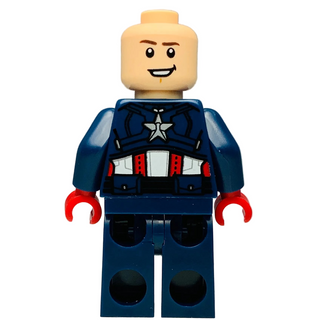Captain America - Dark Blue Suit with Dark Blue Belt, Red Hands, Helmet, sh1093 - LEGO® Marvel Minifigure Minifigure LEGO®