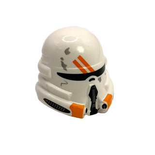 Minifigure, Headgear Helmet SW Airborne Clone Trooper with Orange Markings Pattern, Part# 15308pb01 Part LEGO® White Very Good
