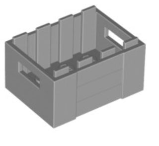 Container, Crate 3x4x1 2/3 with Handholds, Part# 30150 Part LEGO® Light Bluish Gray  