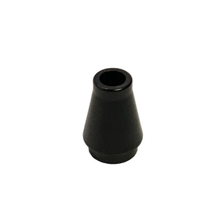 Small black plastic cone with hollow cylindrical center and rounded base.