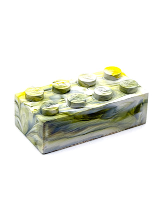 White w/ Yellow & Blue Marbled, 1970's Grangemouth Test 2x4 LEGO® Brick Part LEGO®