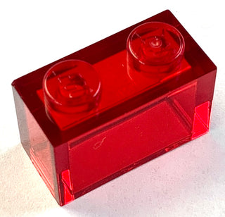 Brick 1x2, Part# 3004 and 3065 Part LEGO® Trans-Red  