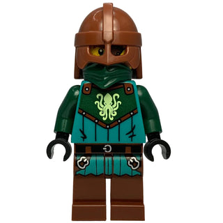 Kraken Warrior - Male, Reddish Brown Helmet, Eye Patch, idea229 - LEGO® Castle Minifigure