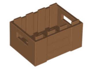 Container, Crate 3x4x1 2/3 with Handholds, Part# 30150 Part LEGO® Medium Nougat  