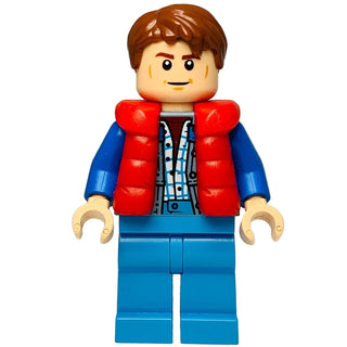Marty McFly - Red Puffer Vest over Sand Blue Jacket, sc138 - LEGO® Speed Champions Minifigure Minifigure LEGO® Like New