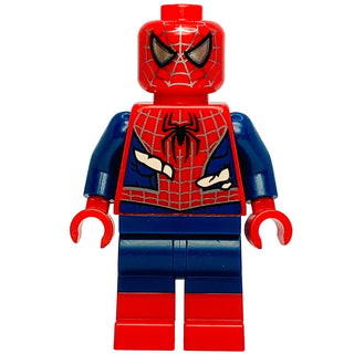 Spider-Man - Dark Blue Arms and Legs, Red Boots, Silver Webbing, Costume Tears, sh1057 Minifigure LEGO® Like New