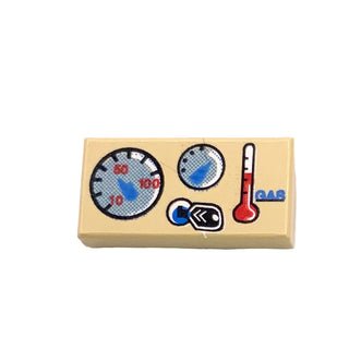 Tile 1 x 2 with Car Gauges Pattern, Part# 3069px23