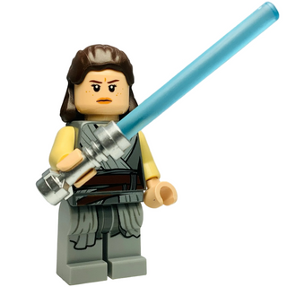 Rey - Light Bluish Gray Tied Robe, sw0866 - LEGO® Star Wars Minifigure Minifigure LEGO® Like New with Lightsaber