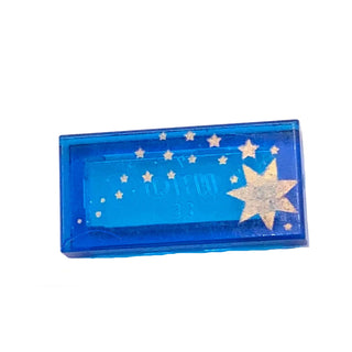 Tile 1 x 2 with Gold Stars Pattern, Part# 3069px39