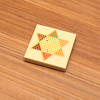 Chinese Checkers Printed 2x2 Tile made using LEGO parts - B3 Customs Custom Parts B3 Customs