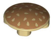 Hamburger Bun, Plate Round 2x2 with Rounded Bottom, Part# 2654pb005 Part LEGO®   