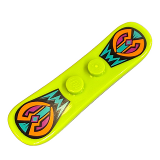 Minifigure, Utensil Snowboard Small with Decoration Pattern Part #93218pb03 Part LEGO® Lime