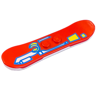Minifigure, Utensil Snowboard White Bottom with Minifigure Pattern Part #46203c01pb04 Part LEGO® Red