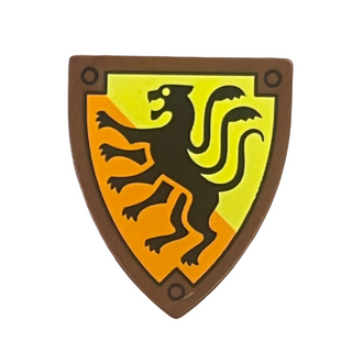 Minifigure Shield Triangular Short with Dungeons & Dragons Displacer Beast on Yellow and Orange Background Pattern, 3846pb070 Part LEGO®