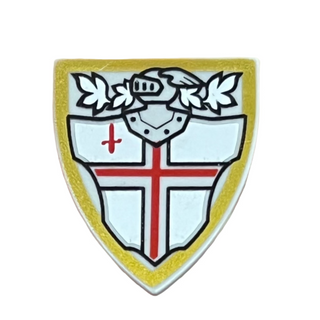 Minifigure Shield Triangular Short with Red St. George's Cross and Helmet with Face Grille Pattern, 3846pb032 Part LEGO®