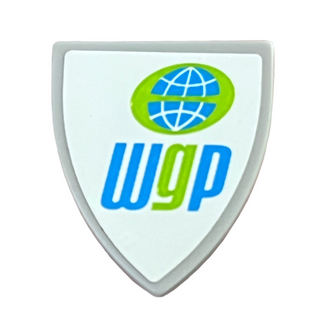 Shield Triangular Short with Globe and World Grand Prix Logo Sticker, 3846pb030 Part LEGO®
