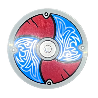Minifigure Shield Circular with Blue and Dark Red Alternating Panels with Silver Center Circle and Odin's Ravens Pattern, 75902pb28 Part LEGO®