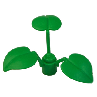 Plant Flower Stem w/ 3 Large Leaves, Part# 6255 Part LEGO® Bright Green 1 Part