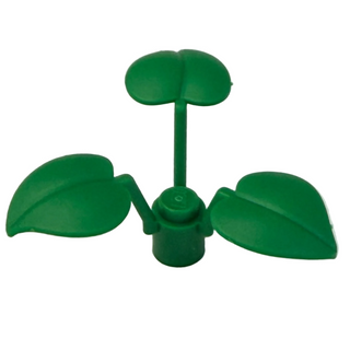 Plant Flower Stem w/ 3 Large Leaves, Part# 6255 Part LEGO® Green 1 Part