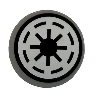Tile Round 2 x 2 with SW Galactic Republic Logo on White Background Black Border Thick Gaps Pattern (Sticker) Part# 4150pb002b Part LEGO® Light Bluish Gray