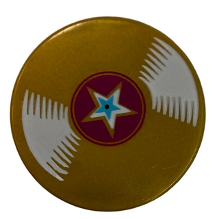 Tile Round 2 x 2 with Bottom Stud Holder with Vinyl Record with Magenta Center and Star Pattern Part# 14769pb050 Part LEGO® Pearl Gold