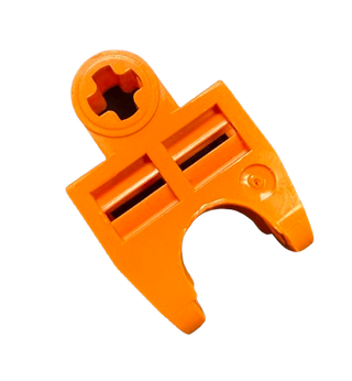 Technic, Axle Connector 2 x 3 with Ball Joint Socket - Open Sides, Angled Forks with Closed Axle Holes, Part# 32174 Part LEGO® Orange Like New