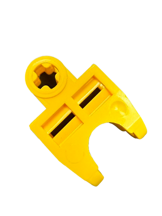 Technic, Axle Connector 2 x 3 with Ball Joint Socket - Open Sides, Angled Forks with Closed Axle Holes, Part# 32174 Part LEGO® Yellow Like New